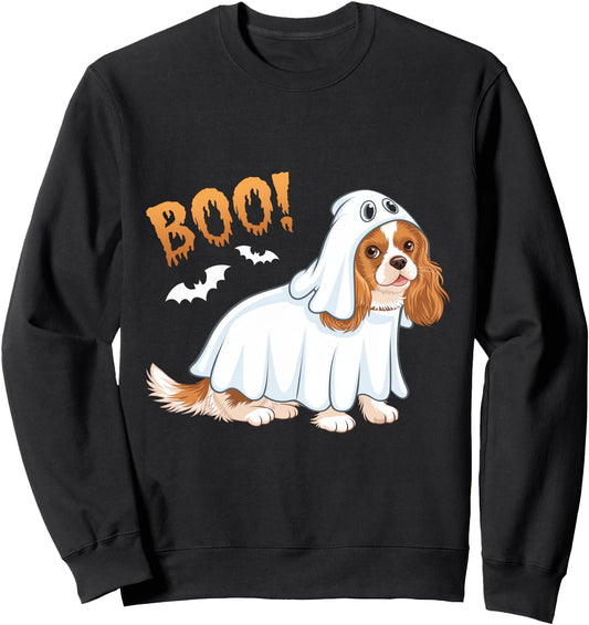Cavalier King Charles Spaniel Ghost Halloween Funny Boo Sweatshirt