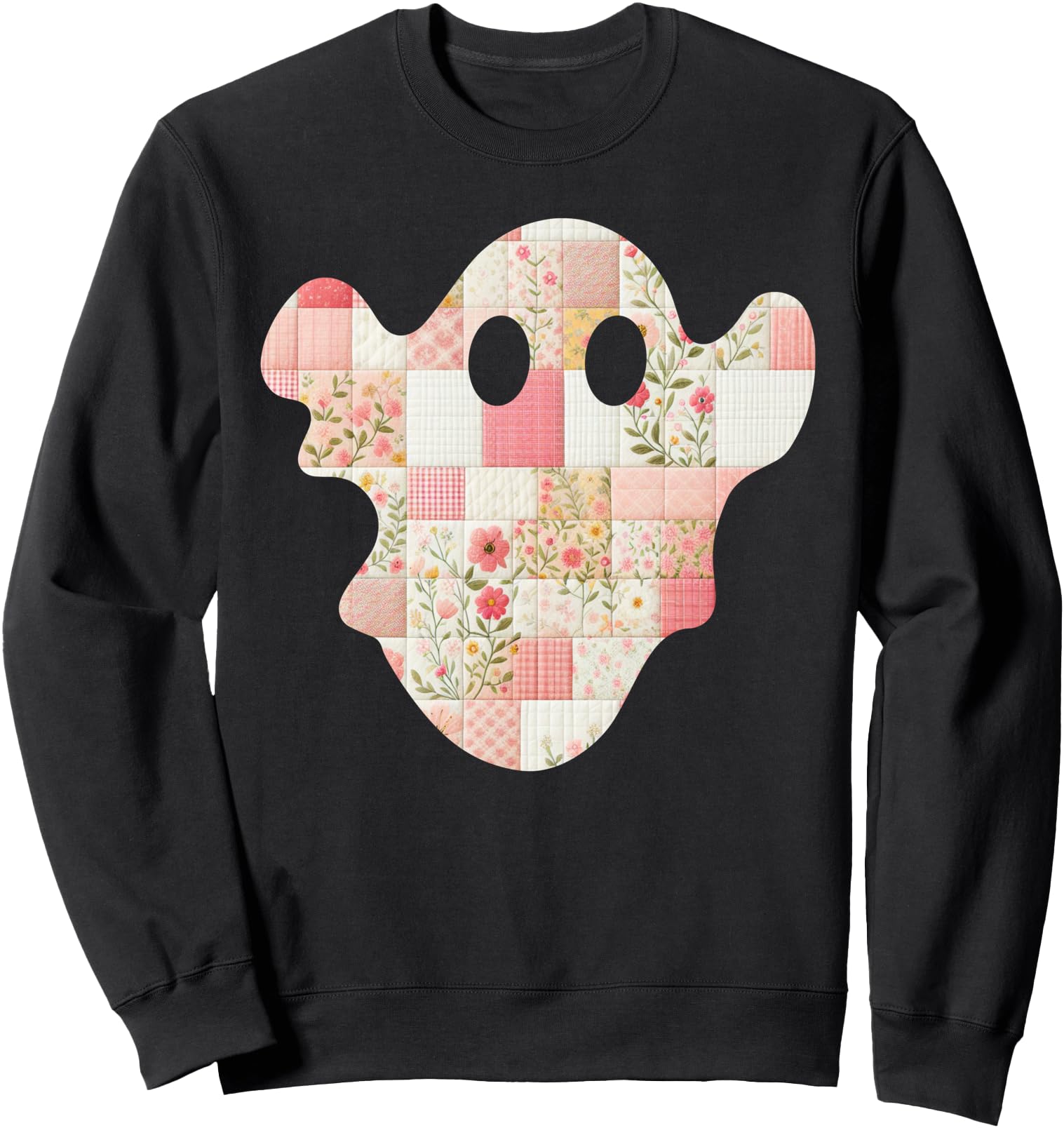 Patchwork Pink Ghost Chic Shabby Retro Check Floral Boho Sweatshirt