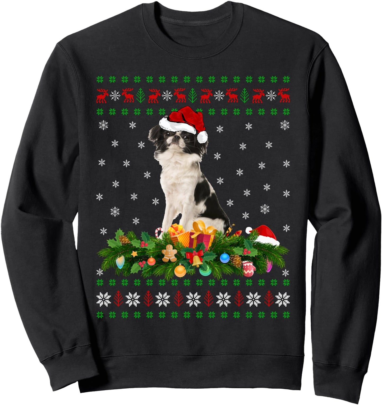 Family Matching Xmas Lighting Ugly Japanese Chin Christmas Sweatshirt