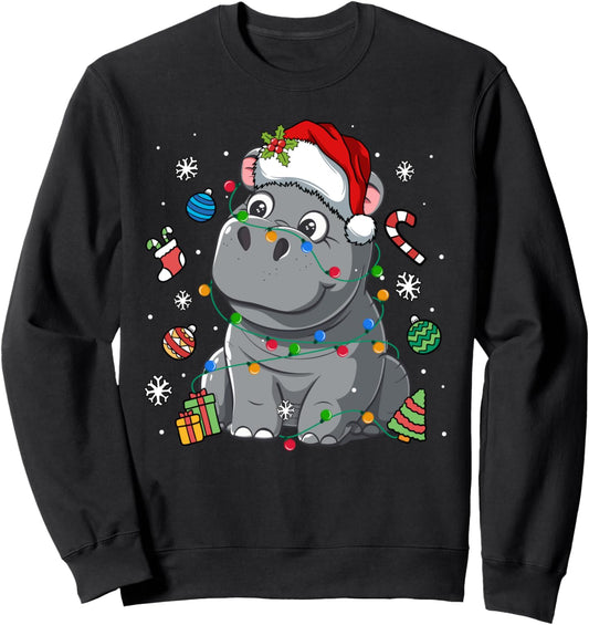 Christmas Lights Hippo Fiona Sweatshirt