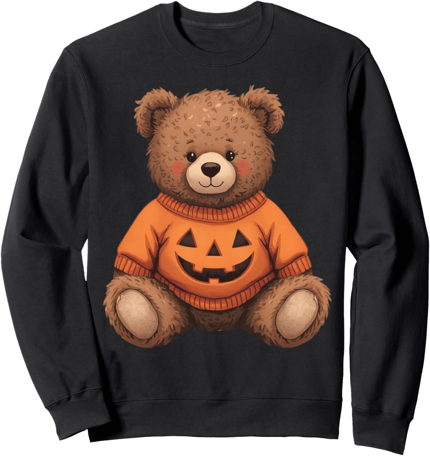 Cute Teddy Bear Pumpkin Jack O\u2019Lantern Halloween Kids Sweatshirt