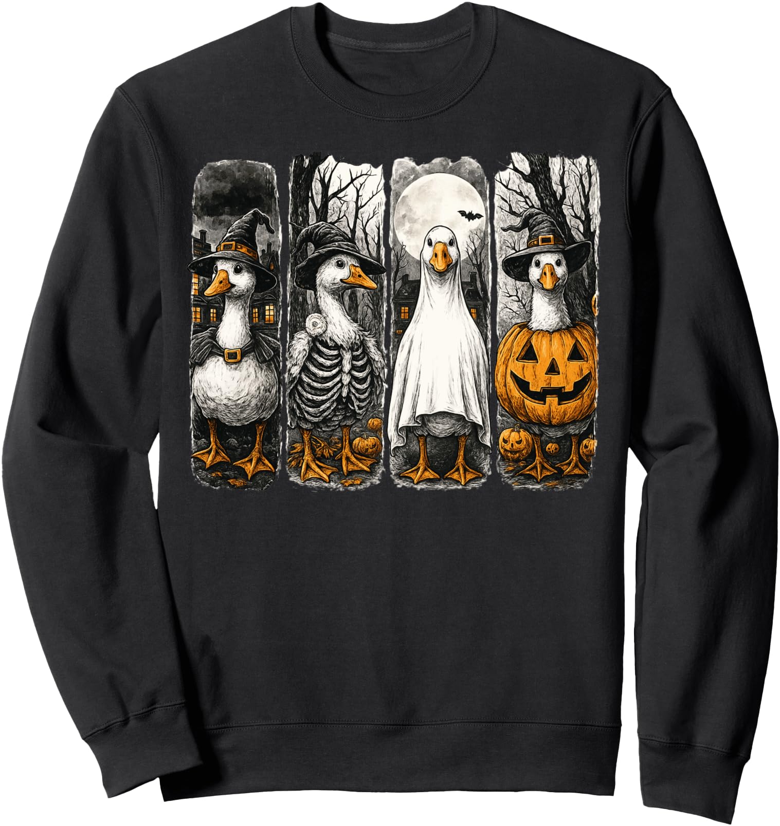 Spooky Halloween Silly-Goose Pumpkin Ghost Treat or Trick Sweatshirt