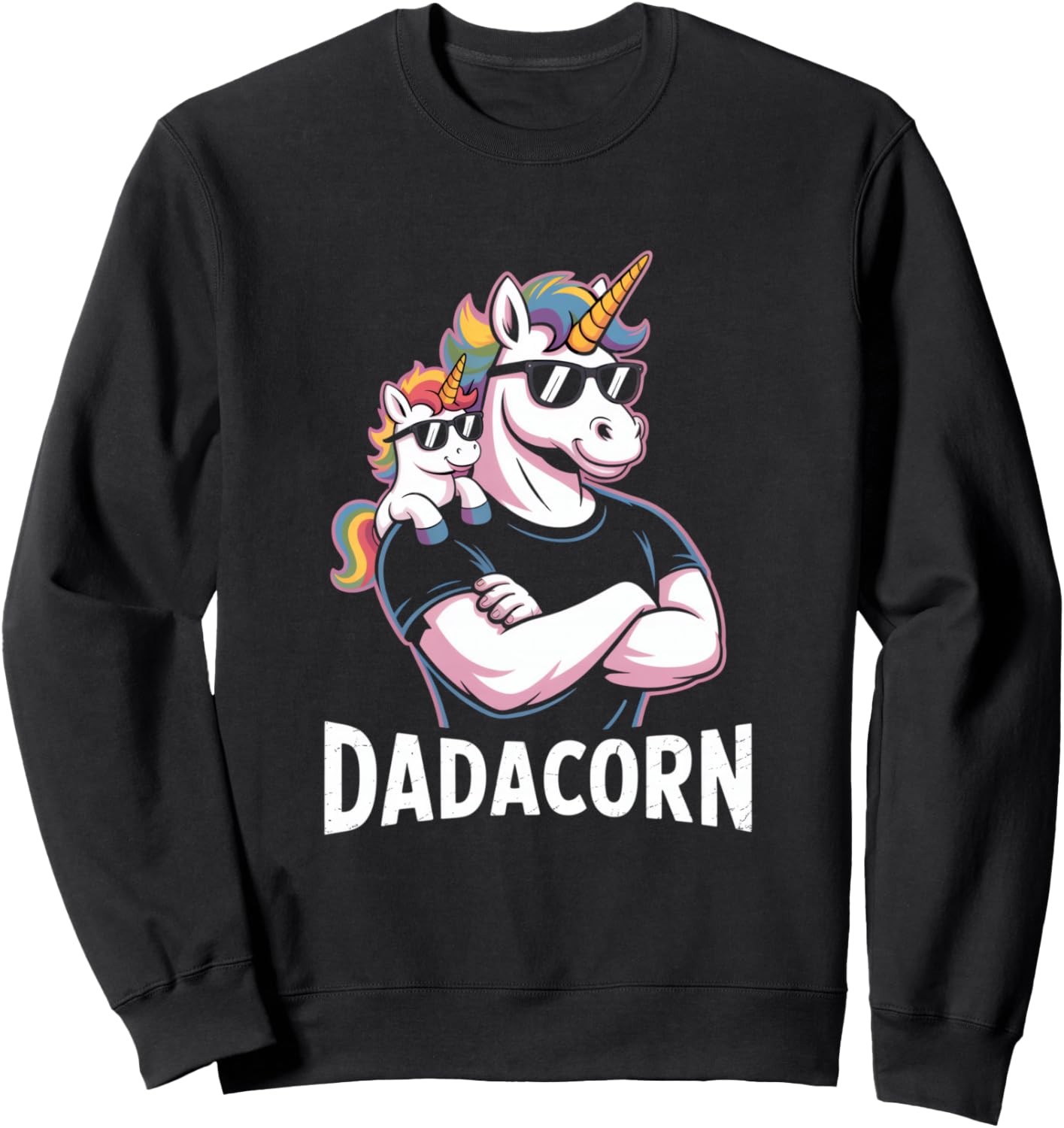 Dadacorn Cool Unicorn Dad And Kid Sunglasses Sweatshirt
