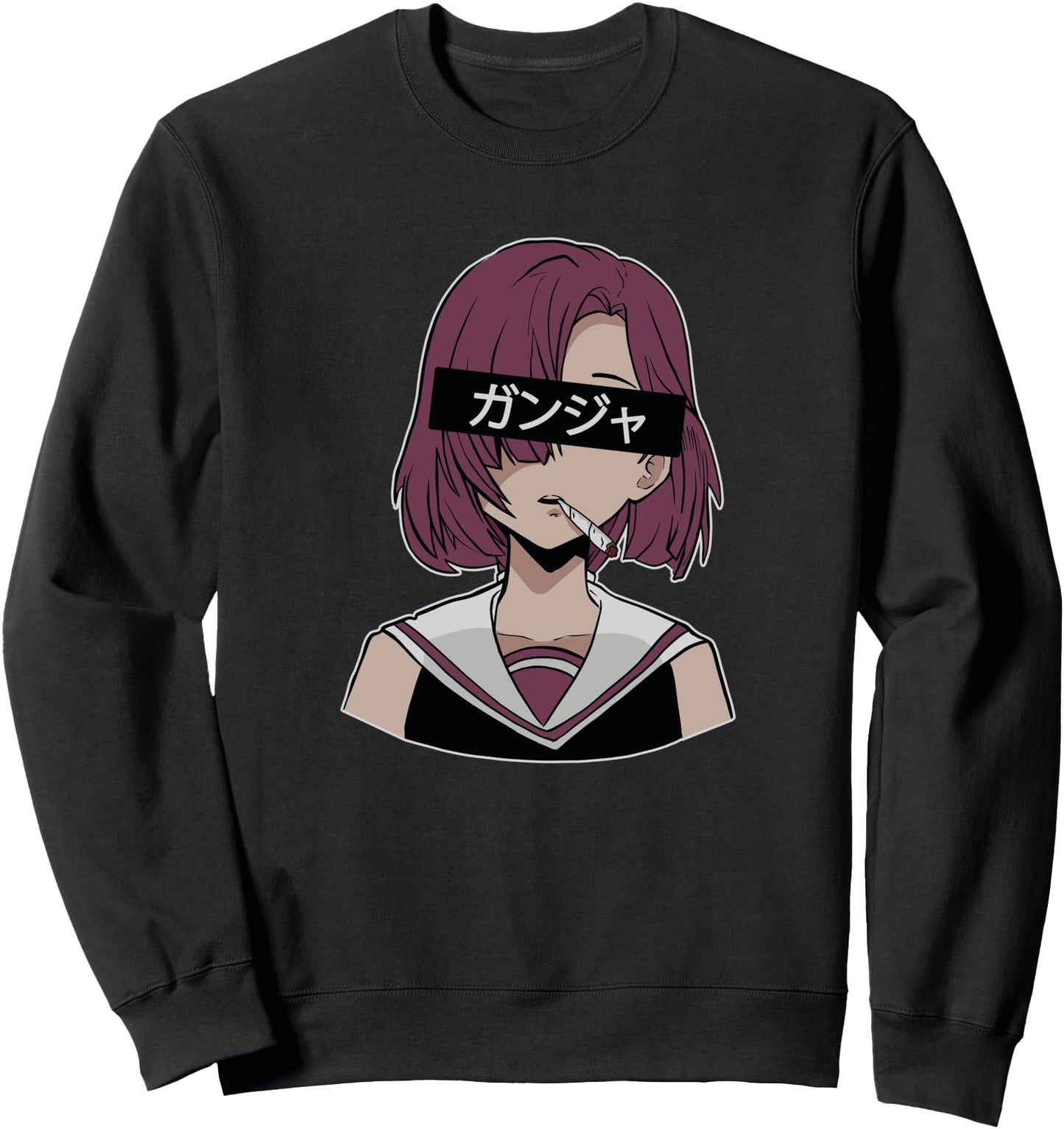 Weed Anime Cannabis Otaku Stoner Girl Smoking Japanese Ganja Sweatshirt