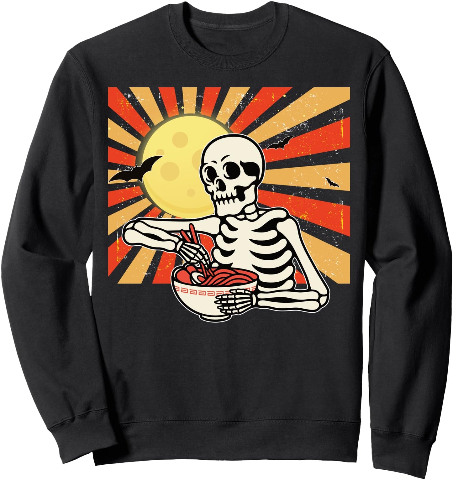 Funny Halloween Kawaii Anime Skeleton Japanese Ramen Noodles Sweatshirt