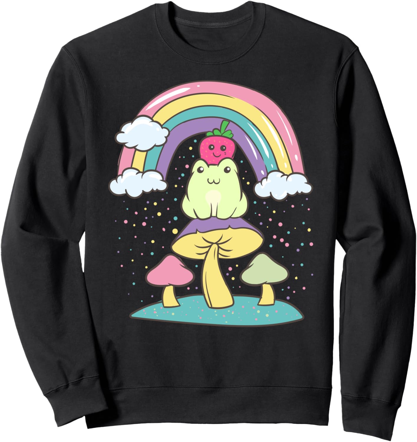 Cute Pastel Goth Kawaii Anime - Rainbow Strawberry Frog Sweatshirt