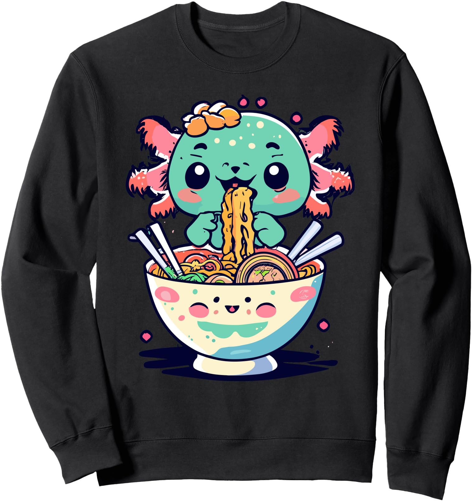 Kawaii Axolotl Eating Ramen Noodles Japanese Anime Otaku Sweatshirt