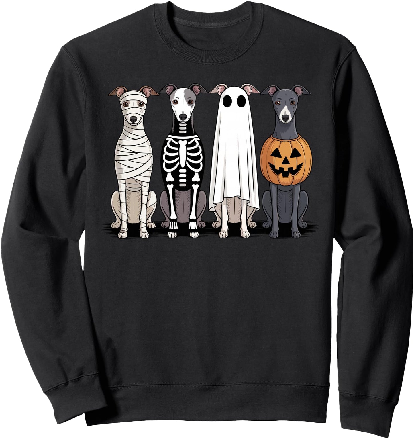 Spooky Ghost Italian Greyhound Pumpkin Halloween Skeleton Sweatshirt