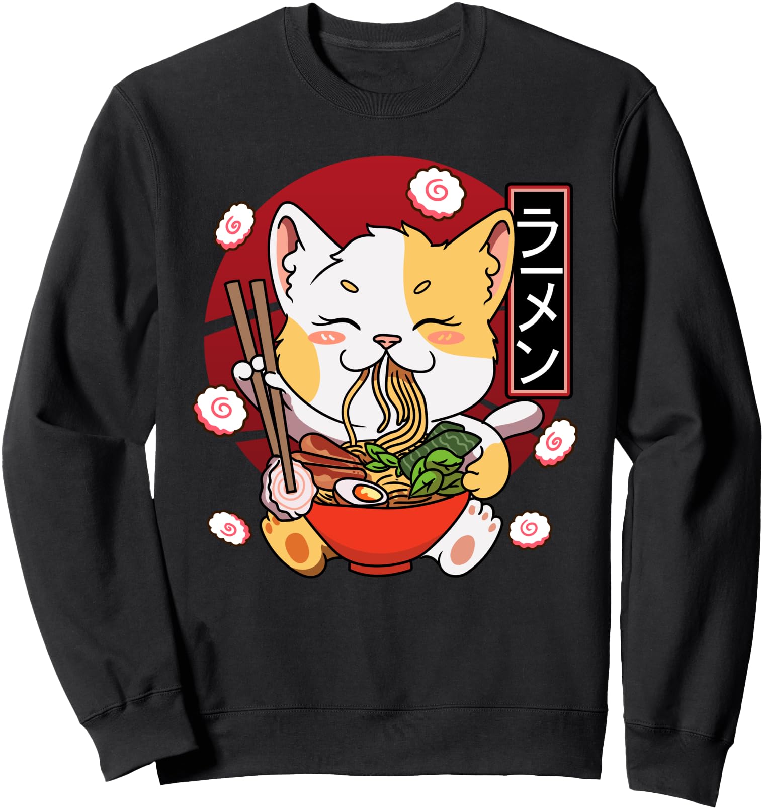 Kawaii Cat Eating Ramen Noodles Japanese Food Neko Anime Sweatshirt