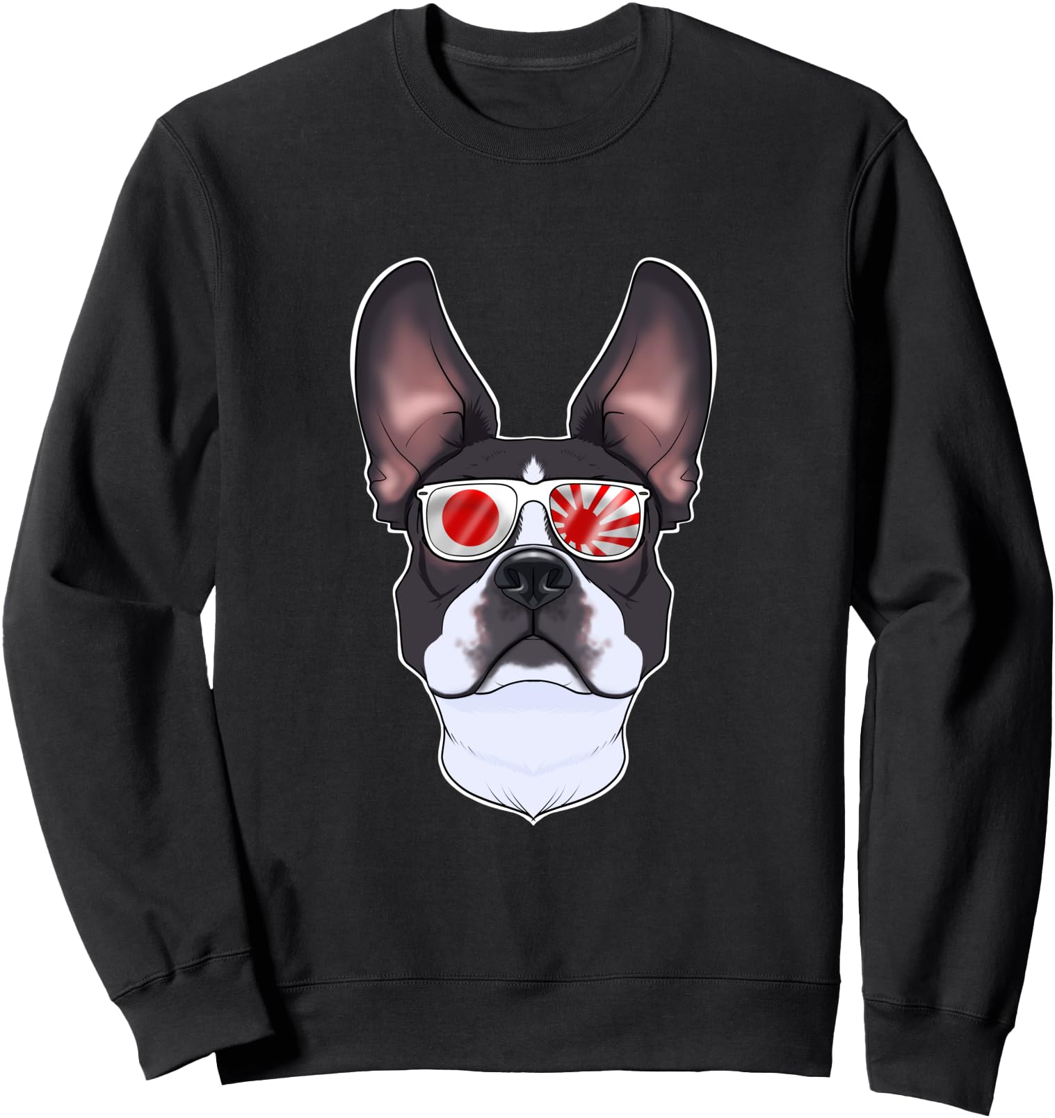 Boston Terrier Japan Sunglasses I Japanese Flag Sweatshirt