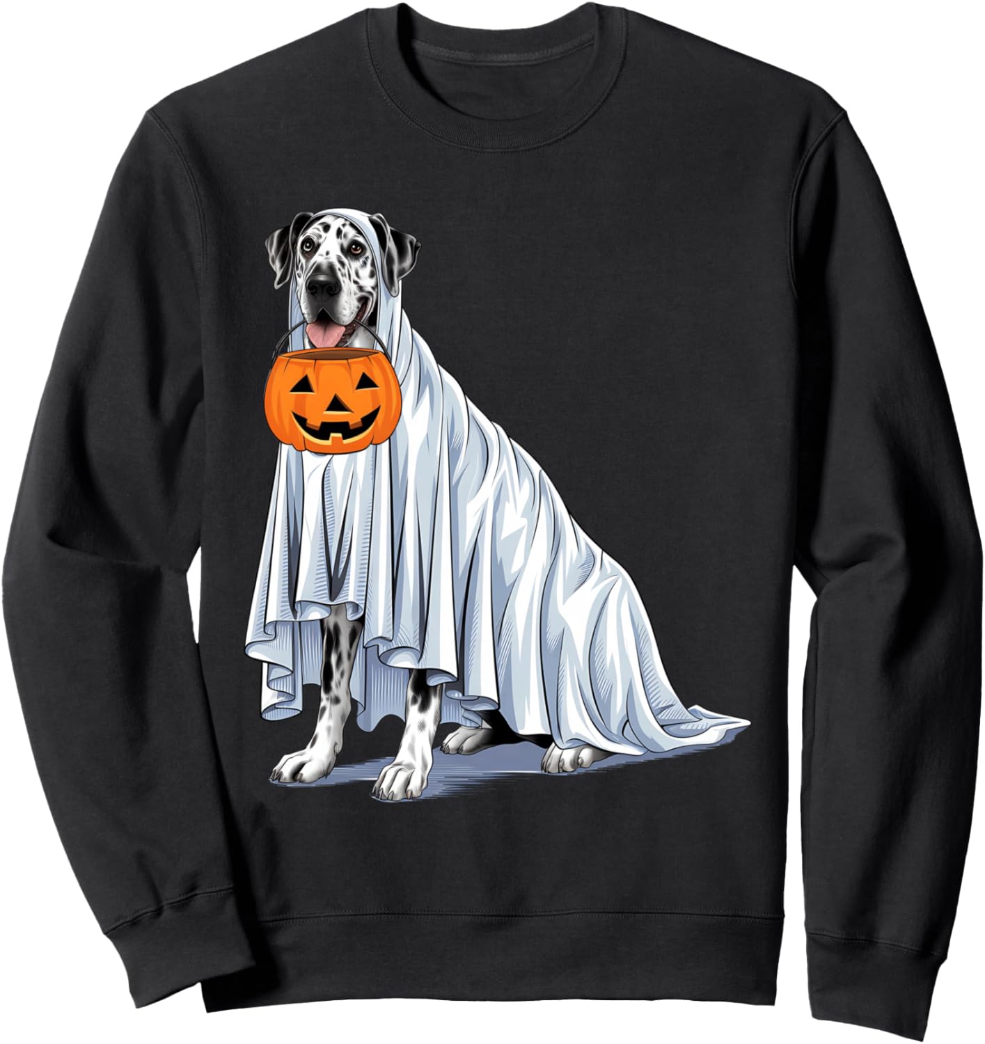 Great Dane Ghost Pumpkin Halloween Fall Dog Lover Women Men Sweatshirt