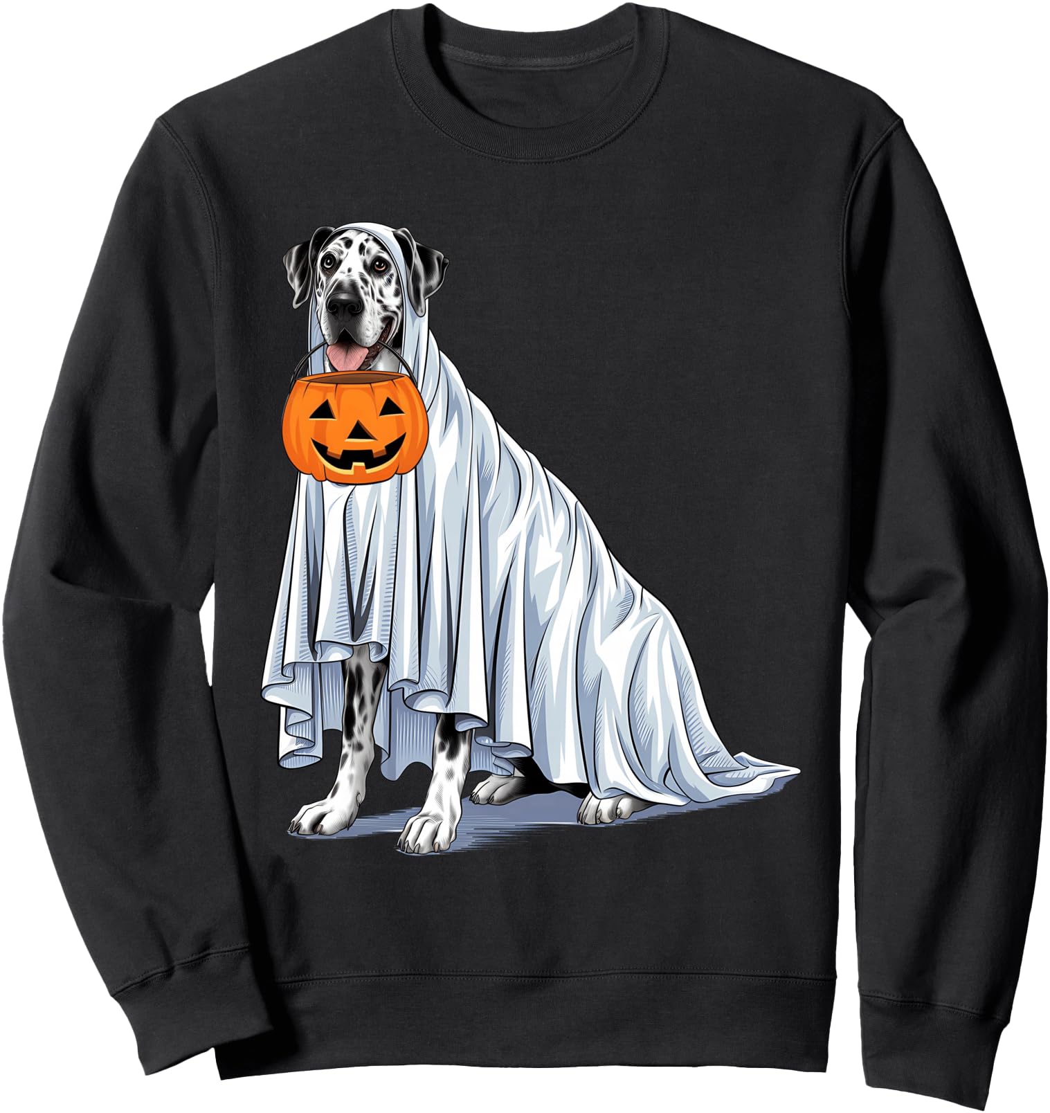 Great Dane Ghost Pumpkin Halloween Fall Dog Lover Women Men Sweatshirt