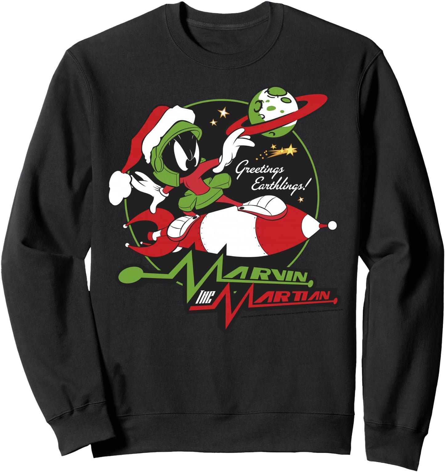 Looney Tunes Christmas Marvin The Martian Greetings Sweatshirt