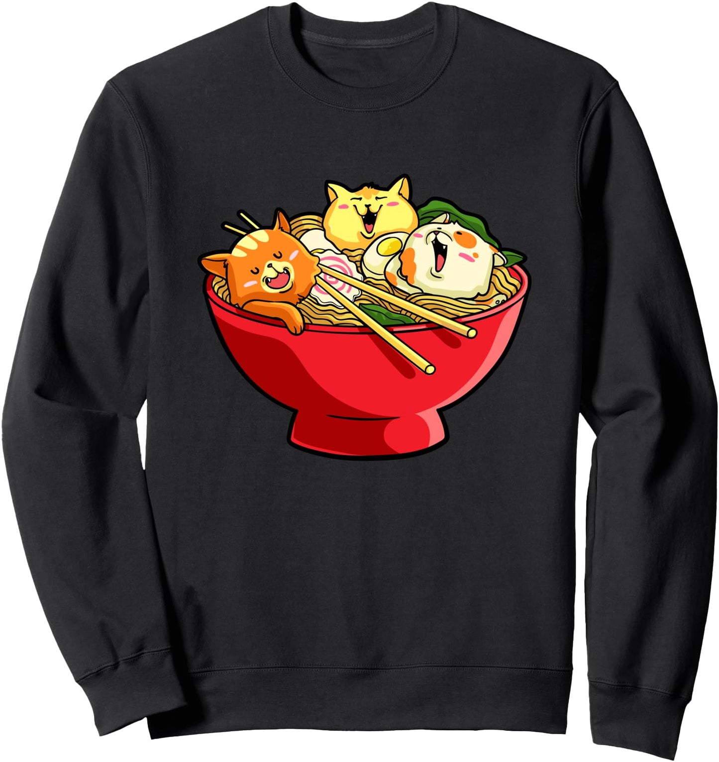 Cute Anime Cat Funny Kawaii Kitty Noodles Japanese Ramen Sweatshirt