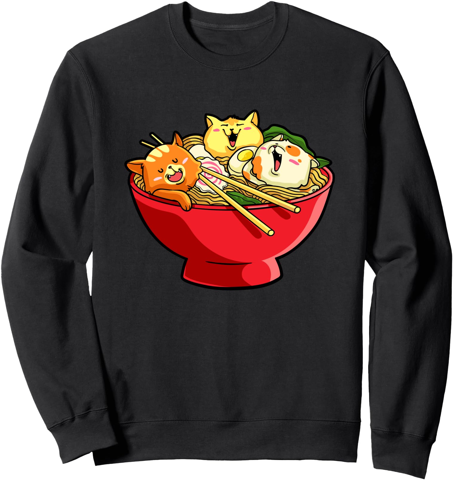 Cute Anime Cat Funny Kawaii Kitty Noodles Japanese Ramen Sweatshirt