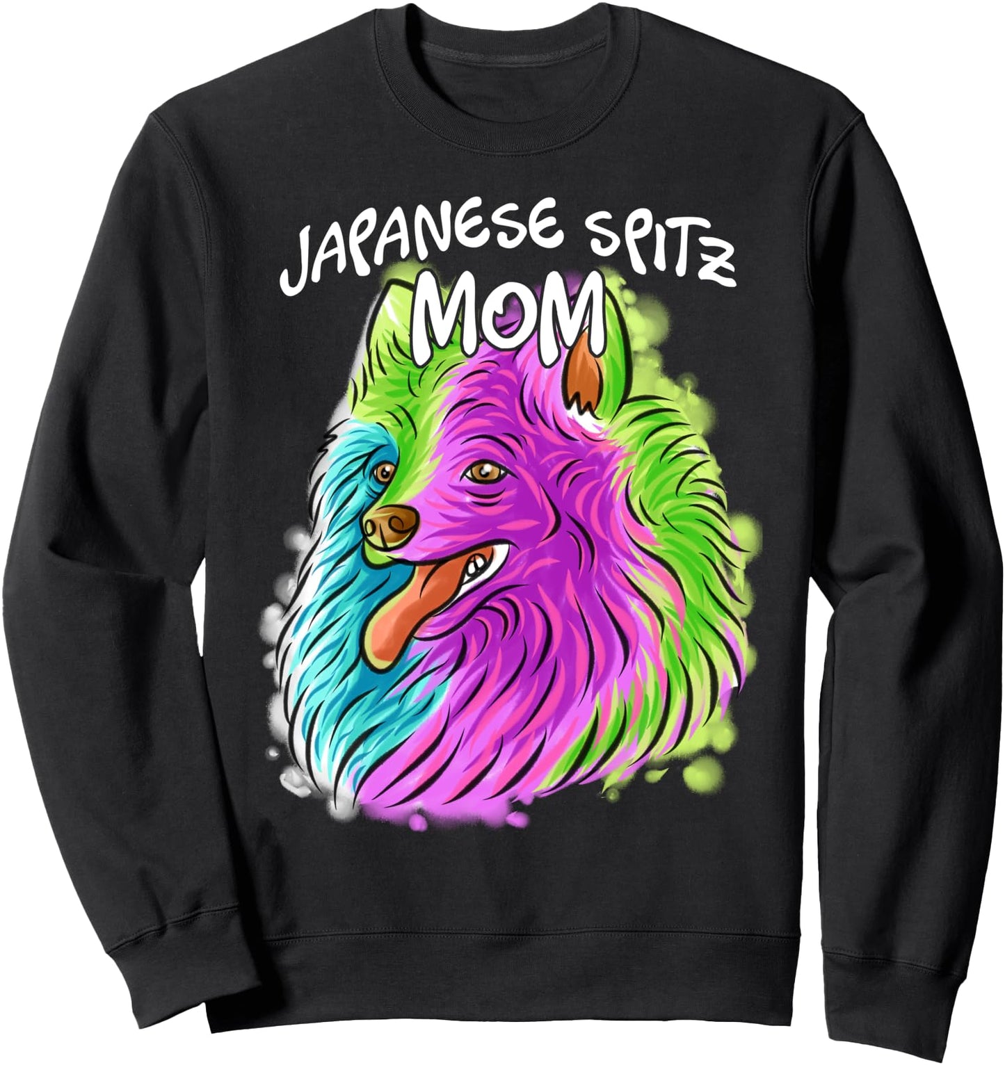 Colorful Art Portrait Japanese Spitz Dog Mom Mother's Day Sweatshirt