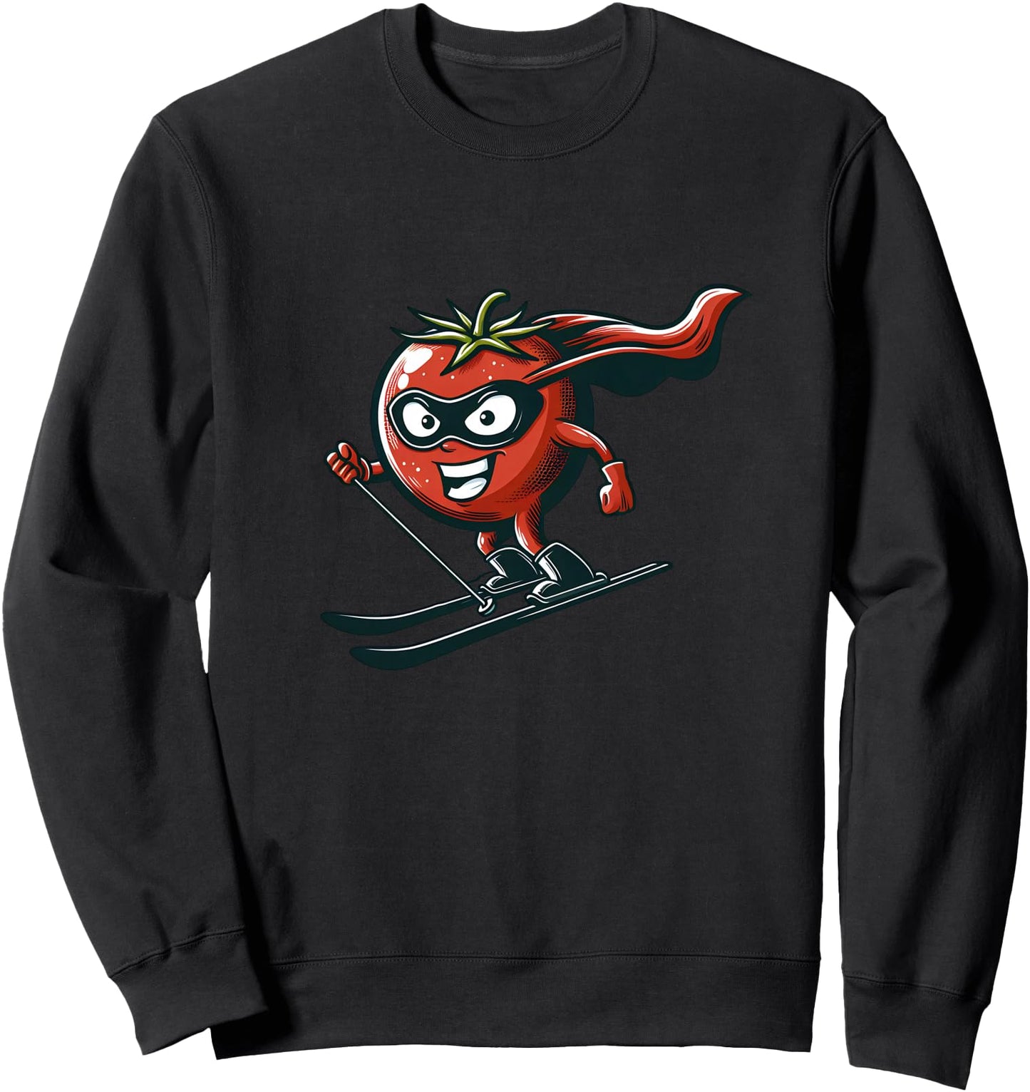 Skiing Tomato Superhero Mascot Winter Sports Humor Sweatshirt