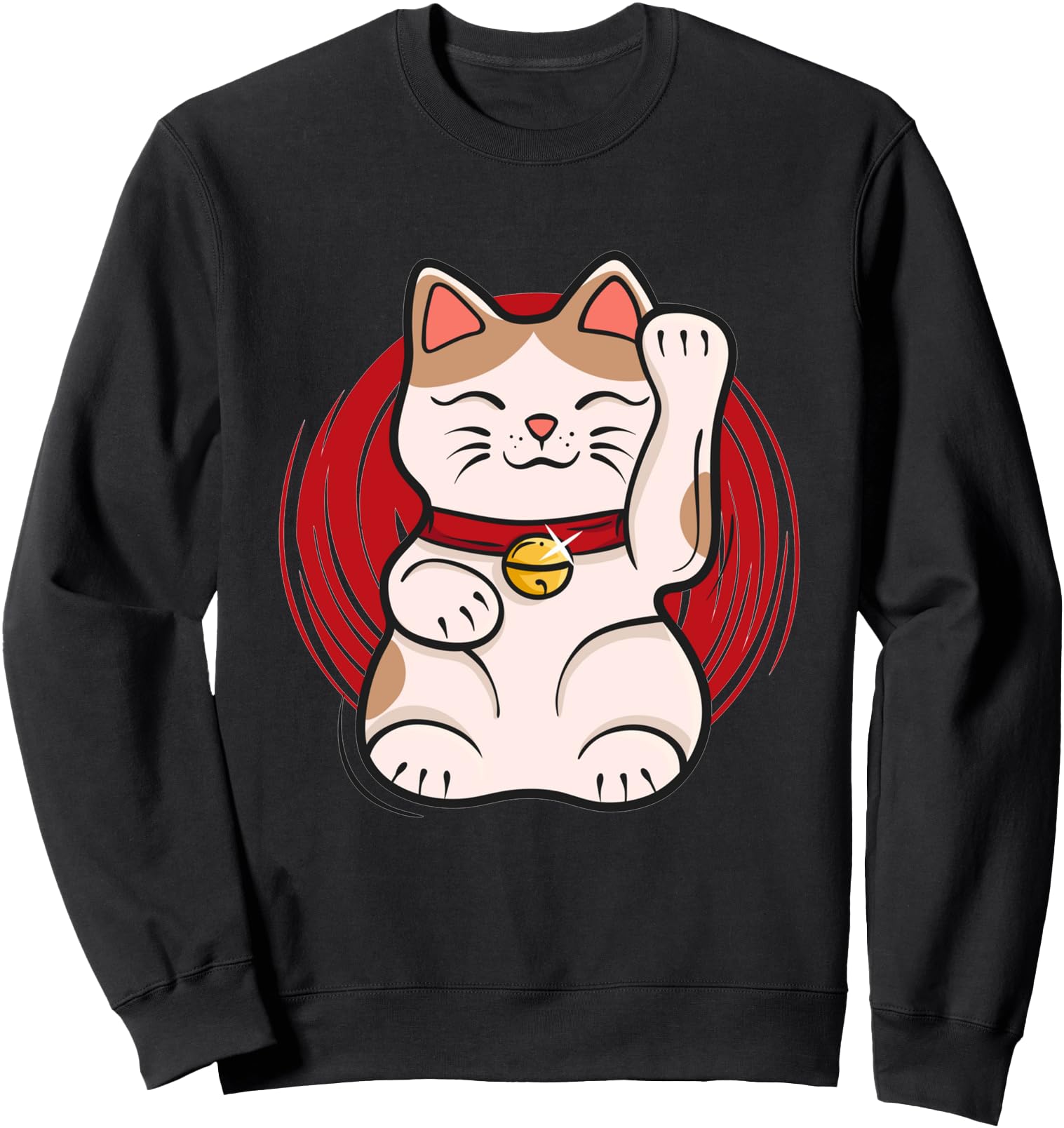Maneki-Neko Lucky Cat Statue Waving Japanese Style Design Sweatshirt