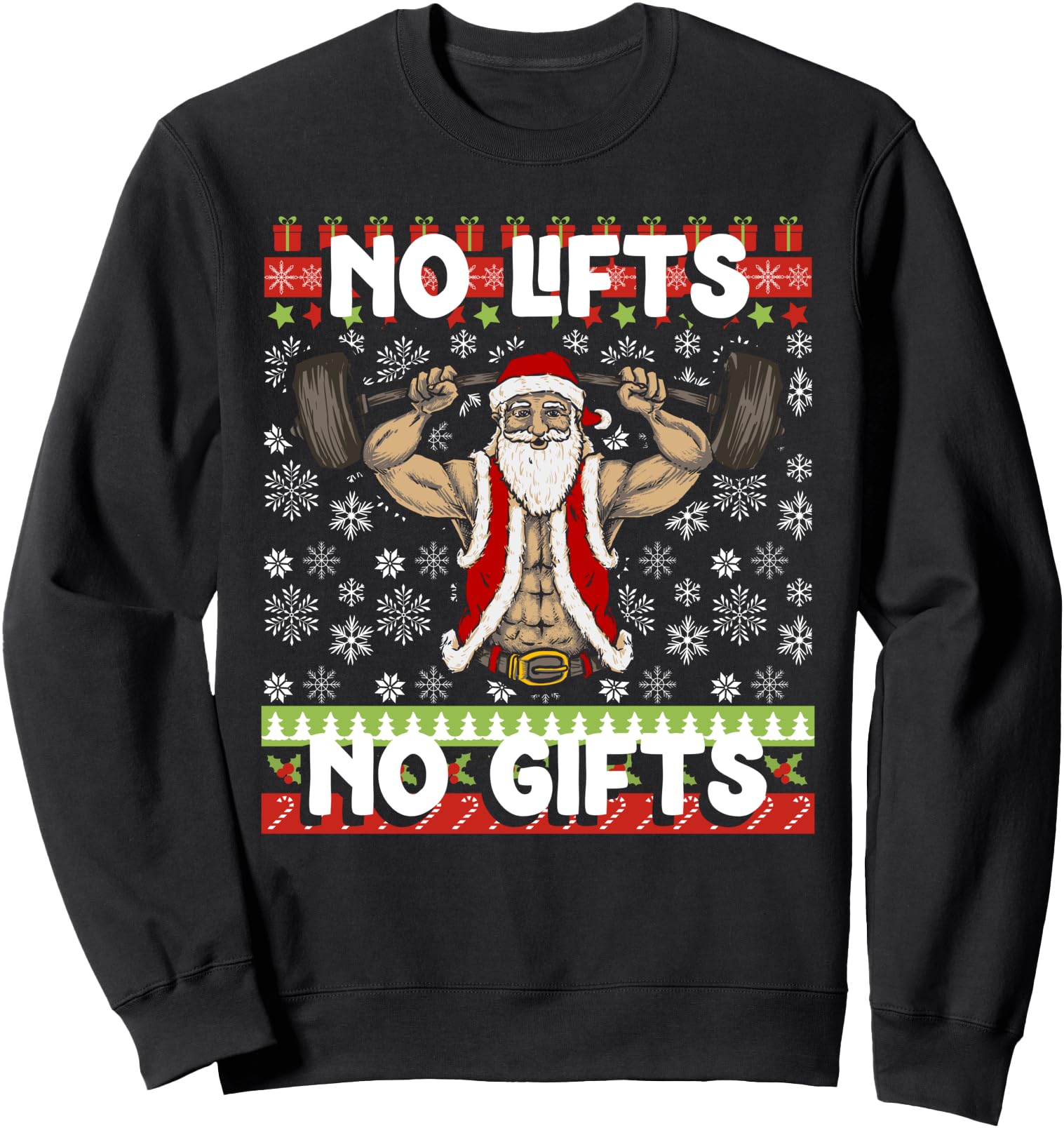 Ugly Christmas Gym Santa Powerlifting Sweatshirt