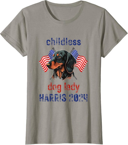 Childless Dog Lady Harris 2024 for Dachshund Mom T-Shirt