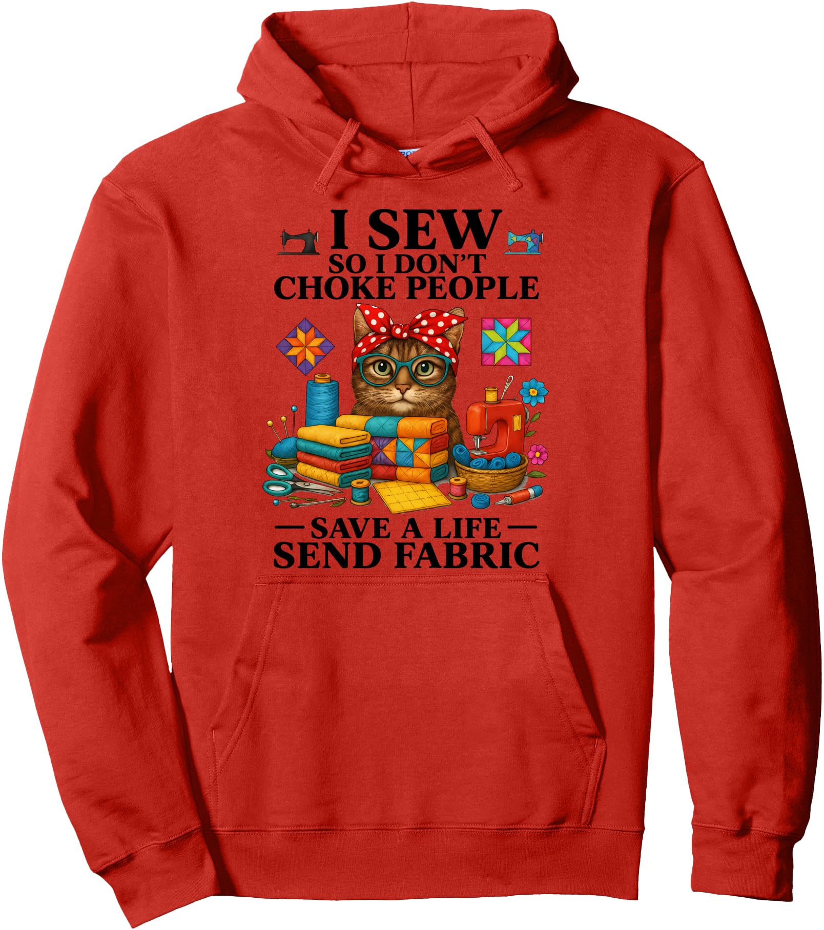 I sew so I don't choke people save a life send fabric Pullover Hoodie
