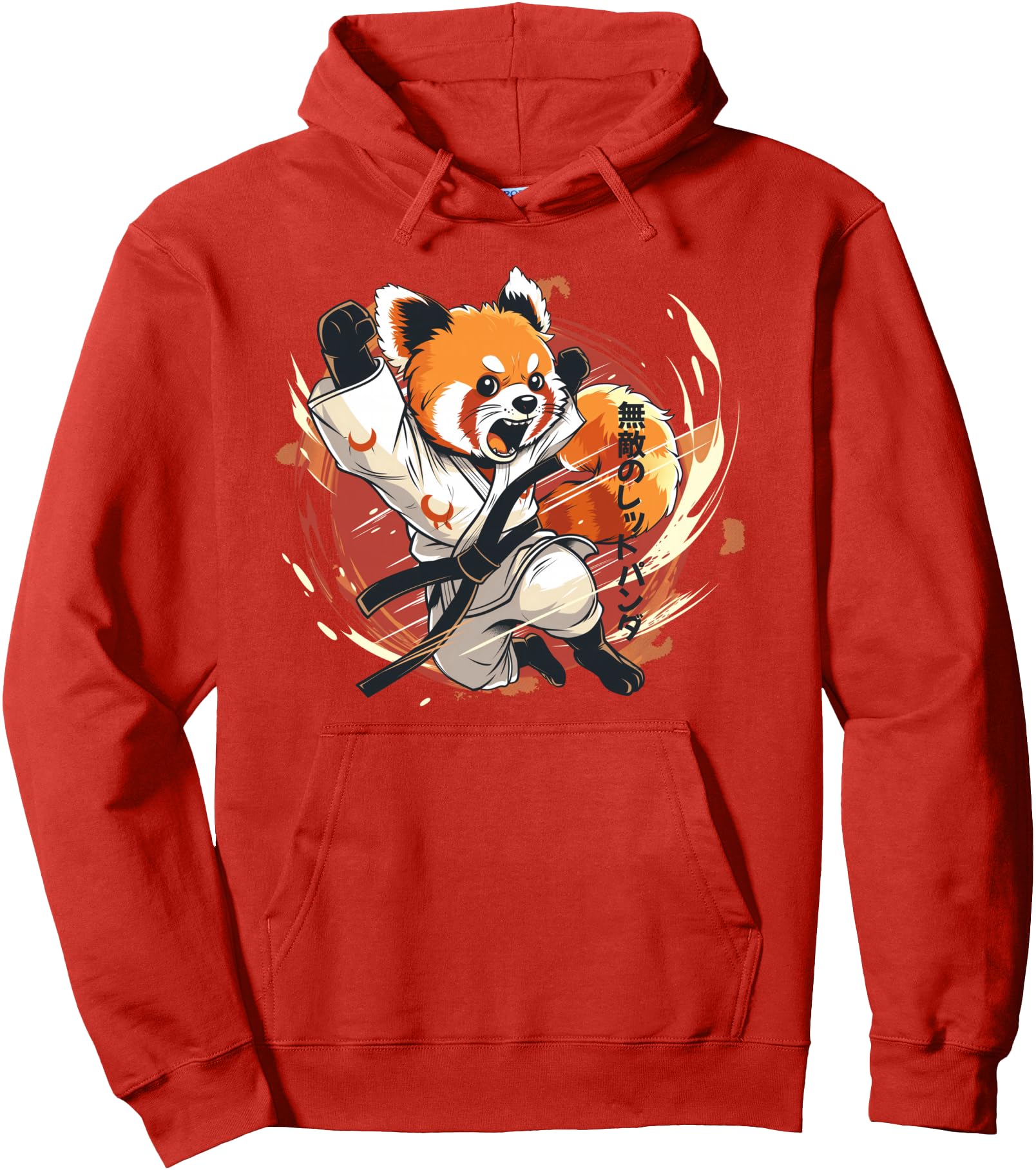 Cute Red Panda Fighter Martial Arts Animal in Black Belt Pullover Hoodie