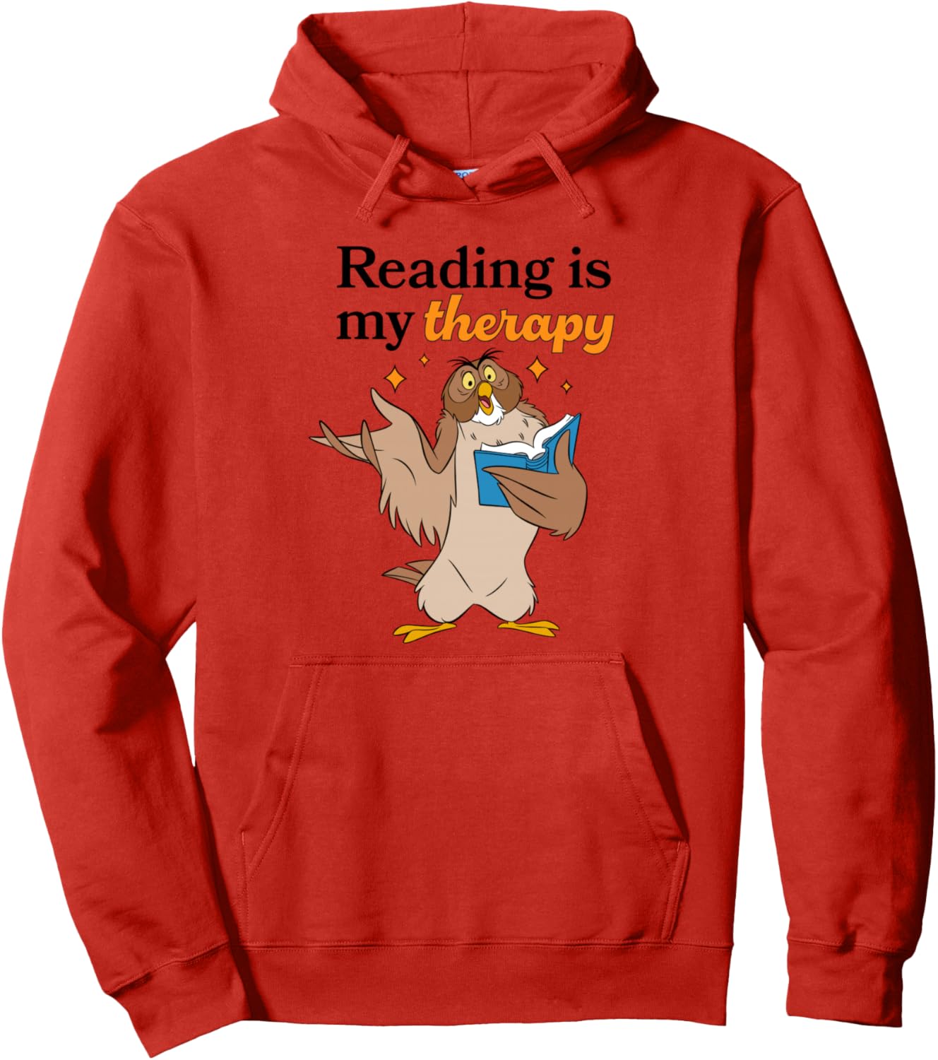 Disney Winnie the Pooh Reading Is My Therapy Owl Logo Pullover Hoodie