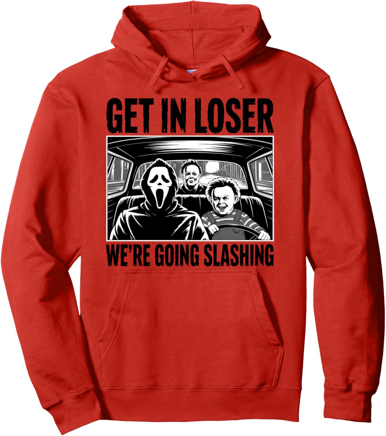 Vintage Horror Get In Loser We're Going Slashing Halloween Pullover Hoodie