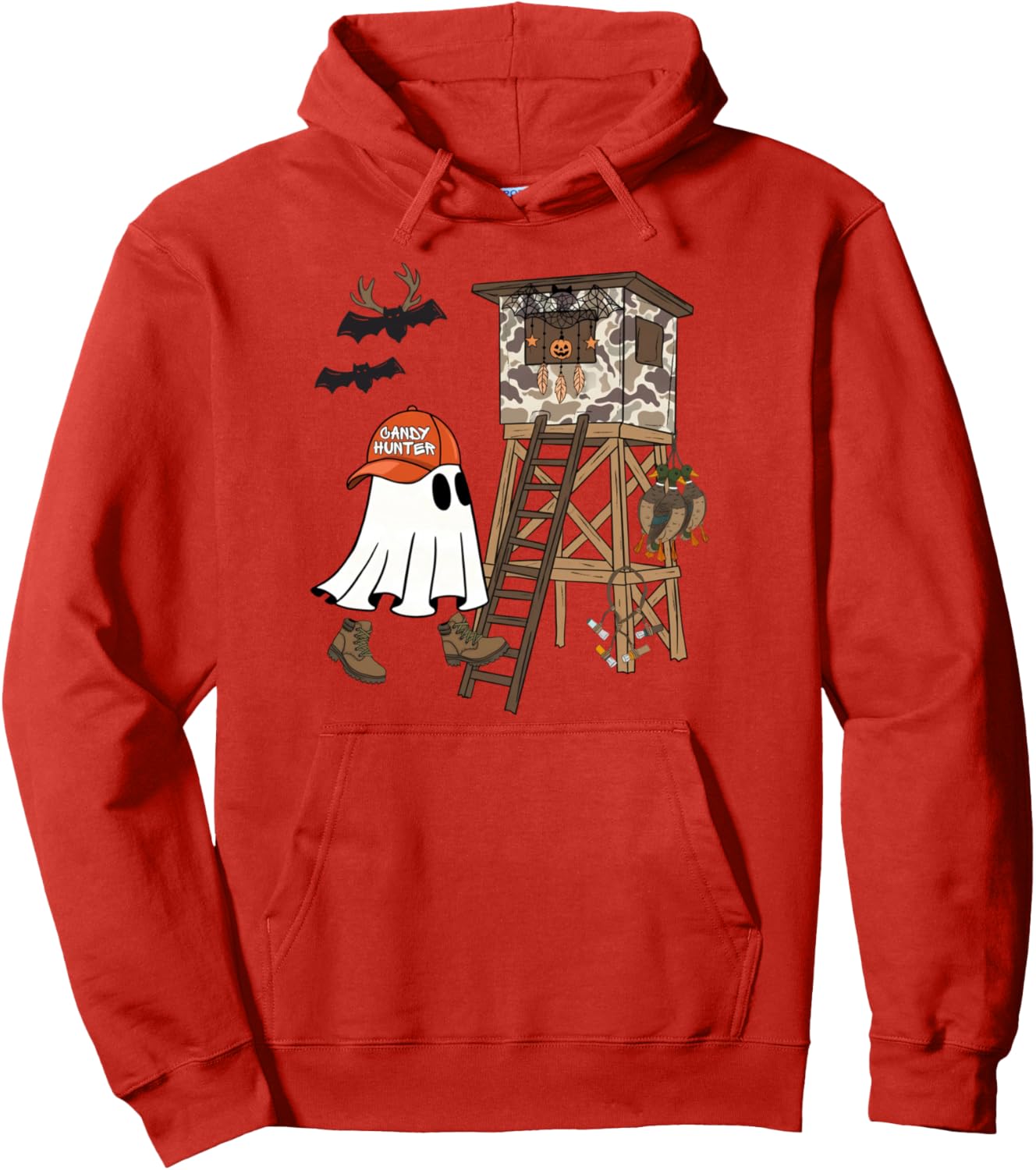Candy Hunter Camo Ghost Boys Halloween Deer Duck Hunting Pullover Hoodie