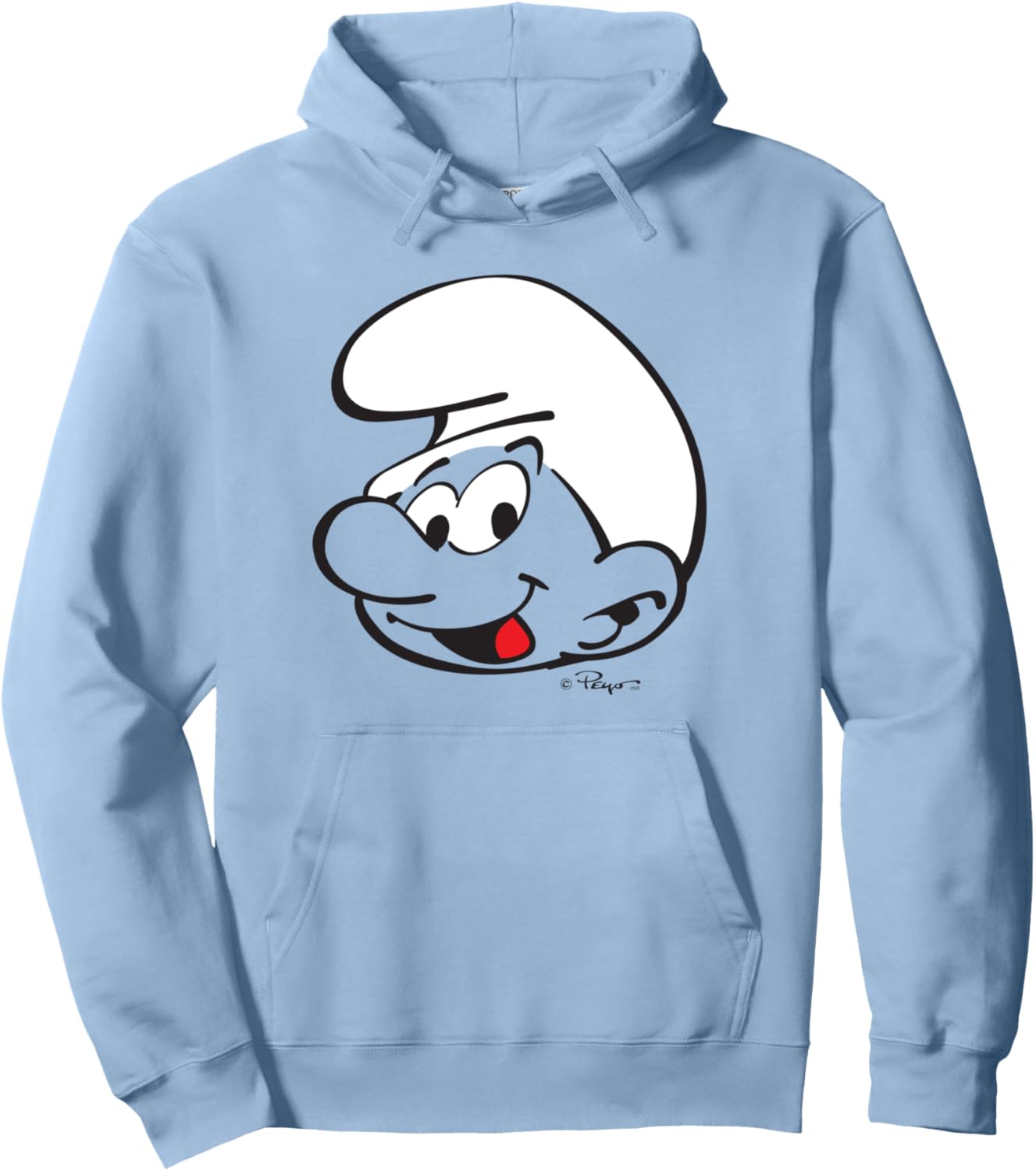 The Smurfs Large Smurf Head Design Retro Cartoon Pullover Hoodie