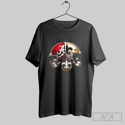 Alabama Crimson Tide New Orleans Saints Helmet Logo Long Sleeve Retro