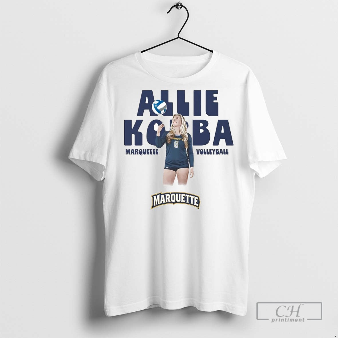 Alexandra Korba Cartoon Marquette Volleyball T Shirts Long Sleeve