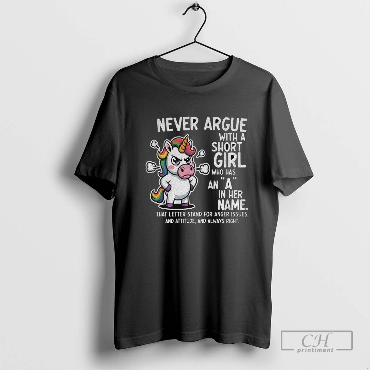 Angry Unicorn Never Argue Short Who Has Her Name Sweatshirt Elegant