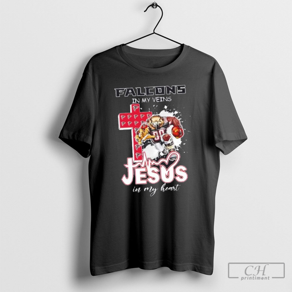 Atlanta Falcons My Veins Jesus My Heart Cross Mascot Tank Top Elegant