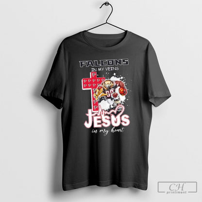 Atlanta Falcons My Veins Jesus My Heart Cross Mascot Tank Top Elegant