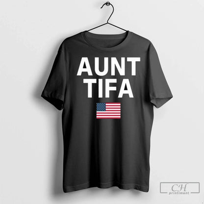 Aunt Tifa American Flag Long Sleve T Shirts Long Sleeve Exclusive Gift
