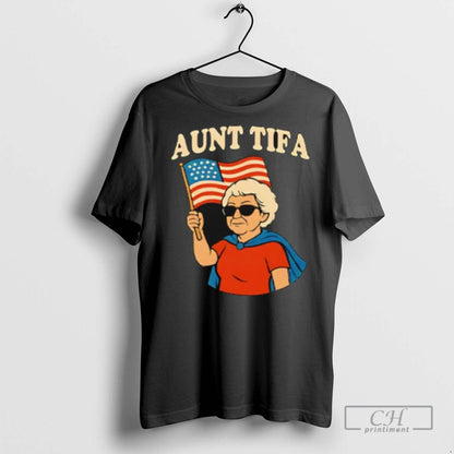 Aunt Tifa Holding Usa Flag T Shirts Sweatshirt Premium Fashion