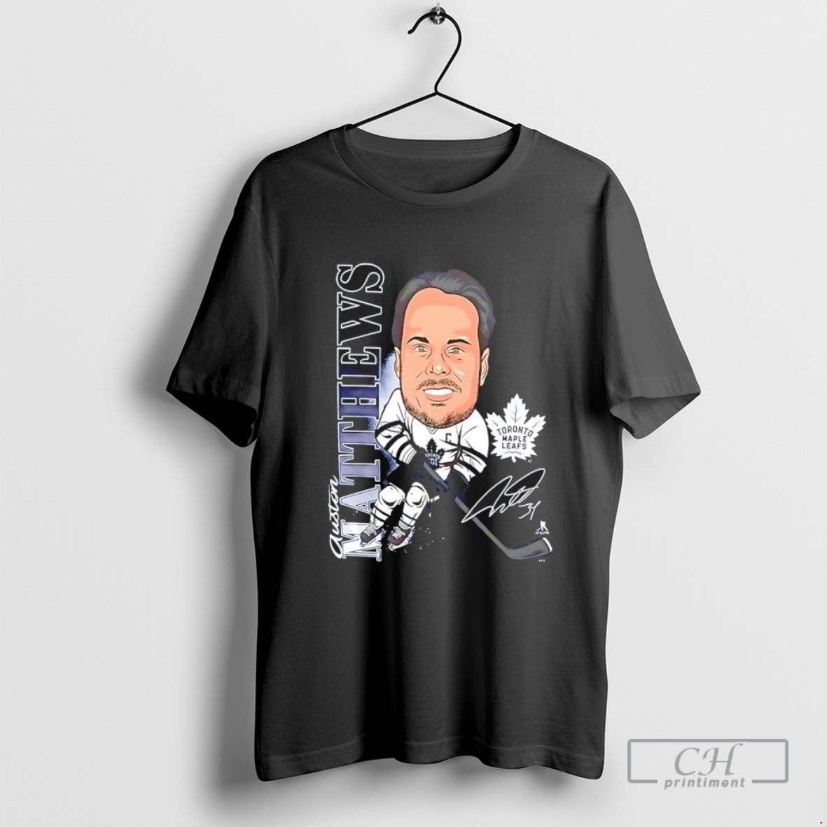 Auston Matthews Toronto Maple Leafs Player Signature Caricature Tee