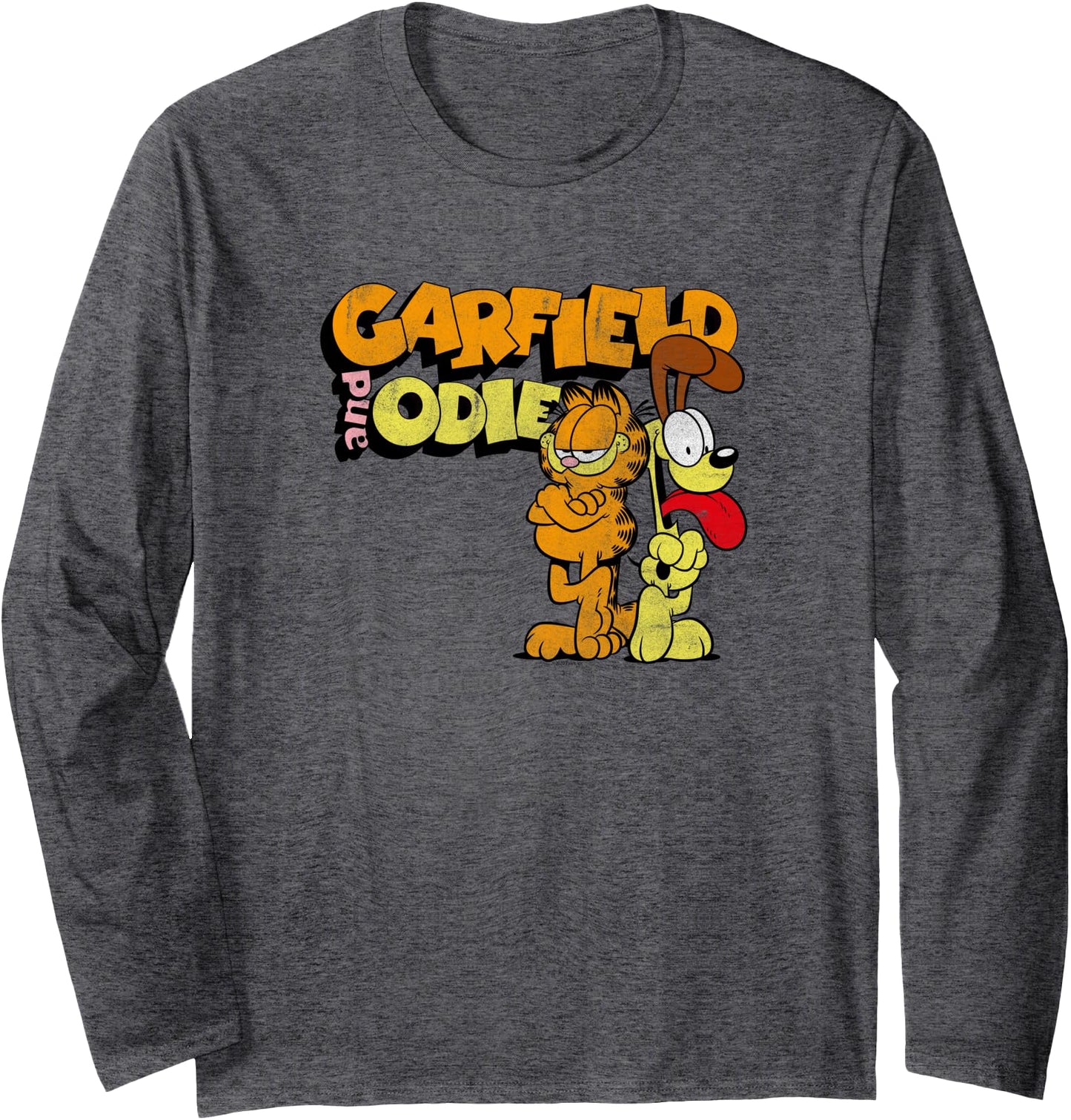 Garfield Distressed Garfield and Odie Cartoon Cat Long Sleeve