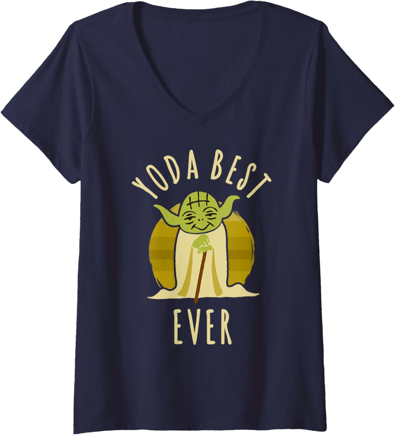 Womens Star Wars Master Yoda Best Ever Cute Chibi Big Chest Poster V-Neck