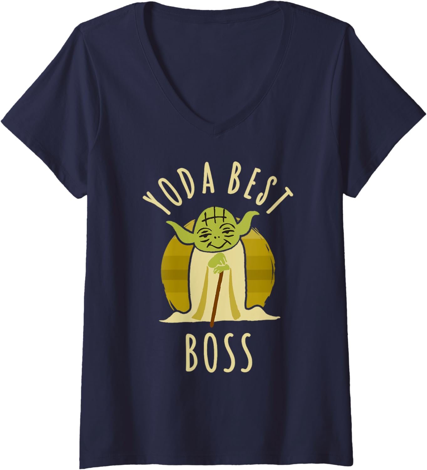 Womens Star Wars Master Yoda Best Boss Chibi Big Chest Portrait V-Neck