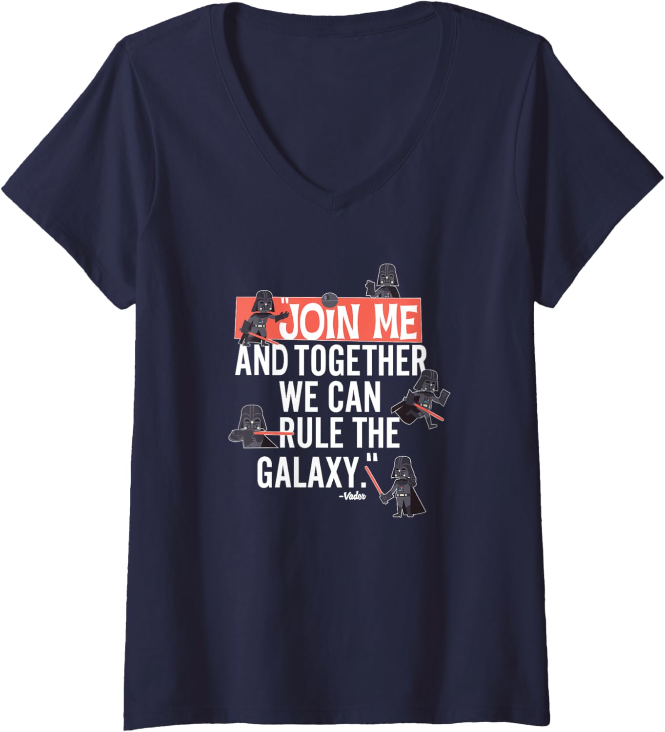 Womens Star Wars Together We Can Rule The Galaxy Chibi Vader Icons V-Neck