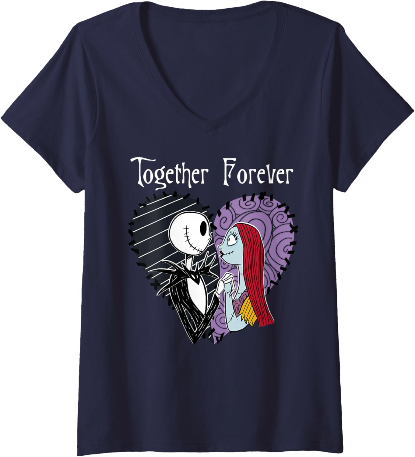 Womens Disney The Nightmare Before Christmas Jack & Sally Together V-Neck