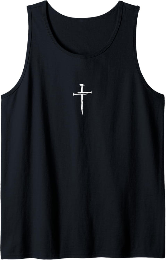 Christian Minimalist Religious Jesus Crist Three Nails Cross Tank Top