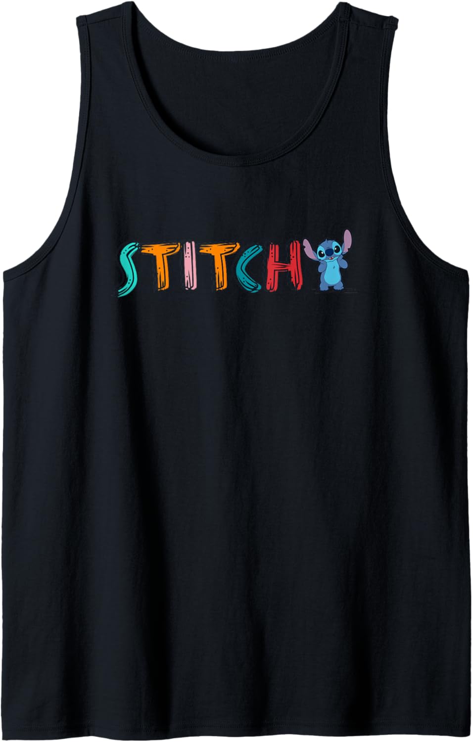Disney Lilo & Stitch Rainbow Color Stitch Sketchy Chibi Logo Tank Top