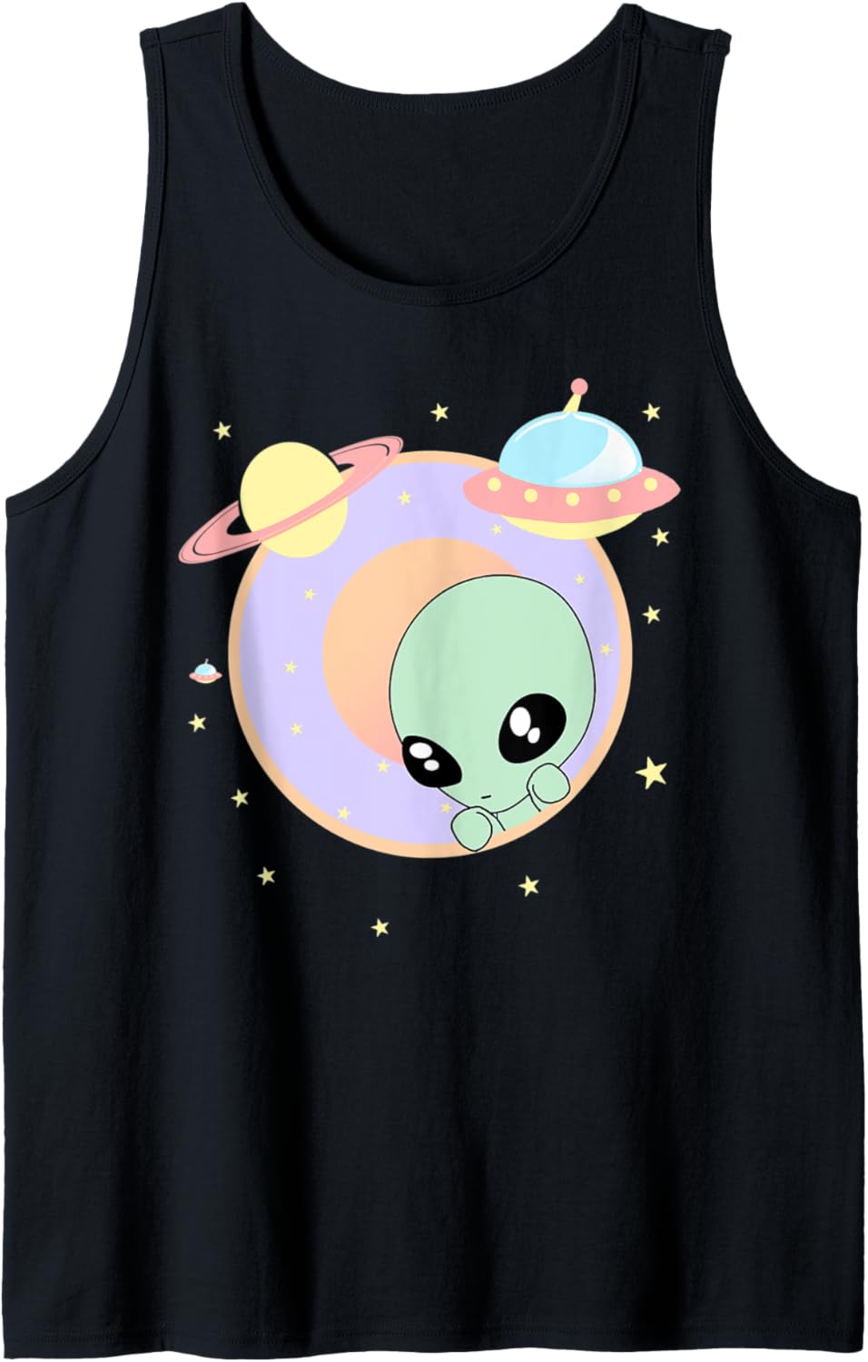 Chibi Alien Shirt Kawaii Pastel Cute Green Man Tee Space UFO Tank Top