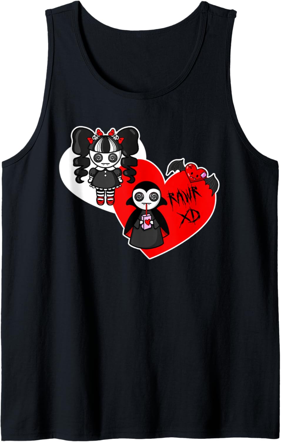 Emo Valentine's Day Kawaii Vampire Drawing Chibi Rawr XD Tank Top