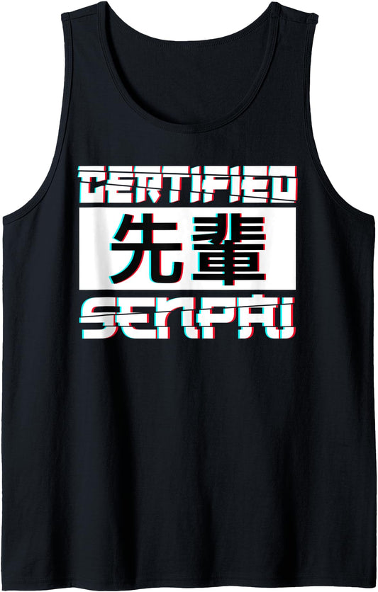 Aesthetic Certified Senpai Anime Otaku Manga Japanese Tank Top