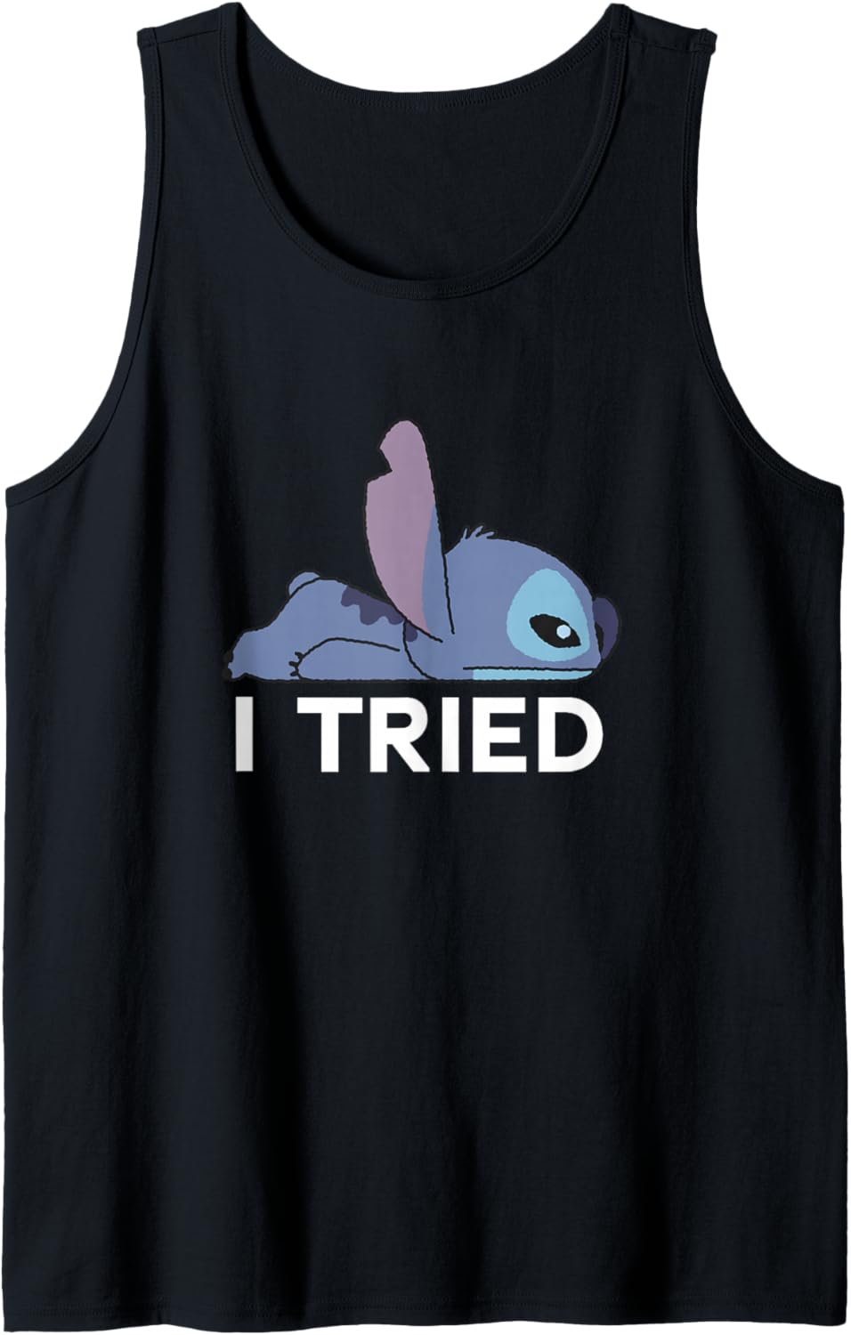 Disney Lilo & Stitch Lazy Chibi Stitch I Tried Bold Logo Tank Top