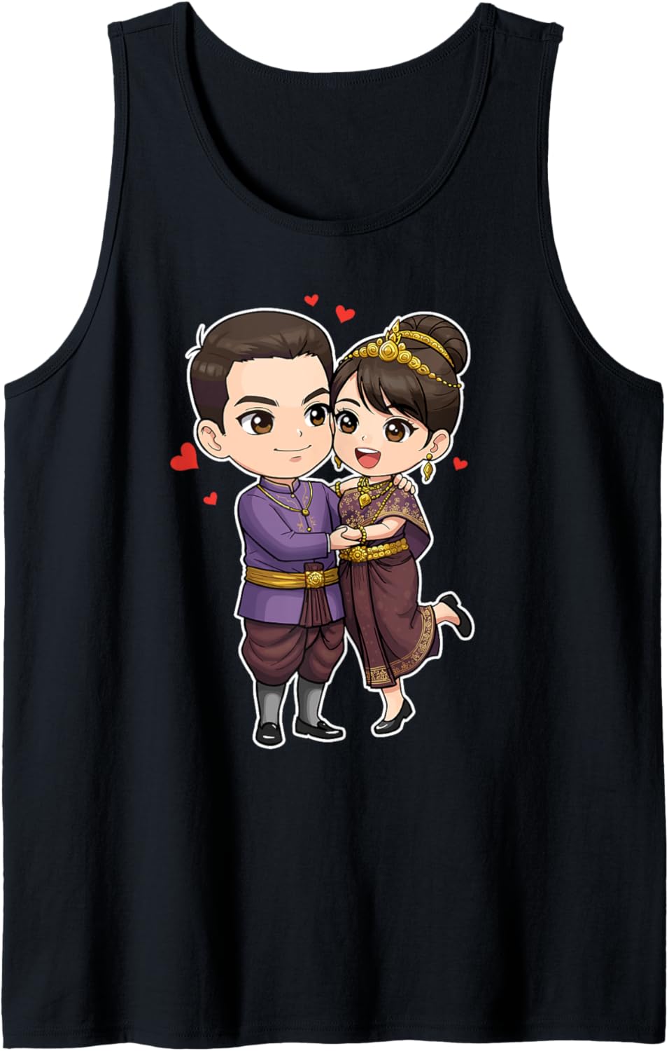 Sweet Khmer Cambodian Wedding Chibi Couple in Love Tank Top